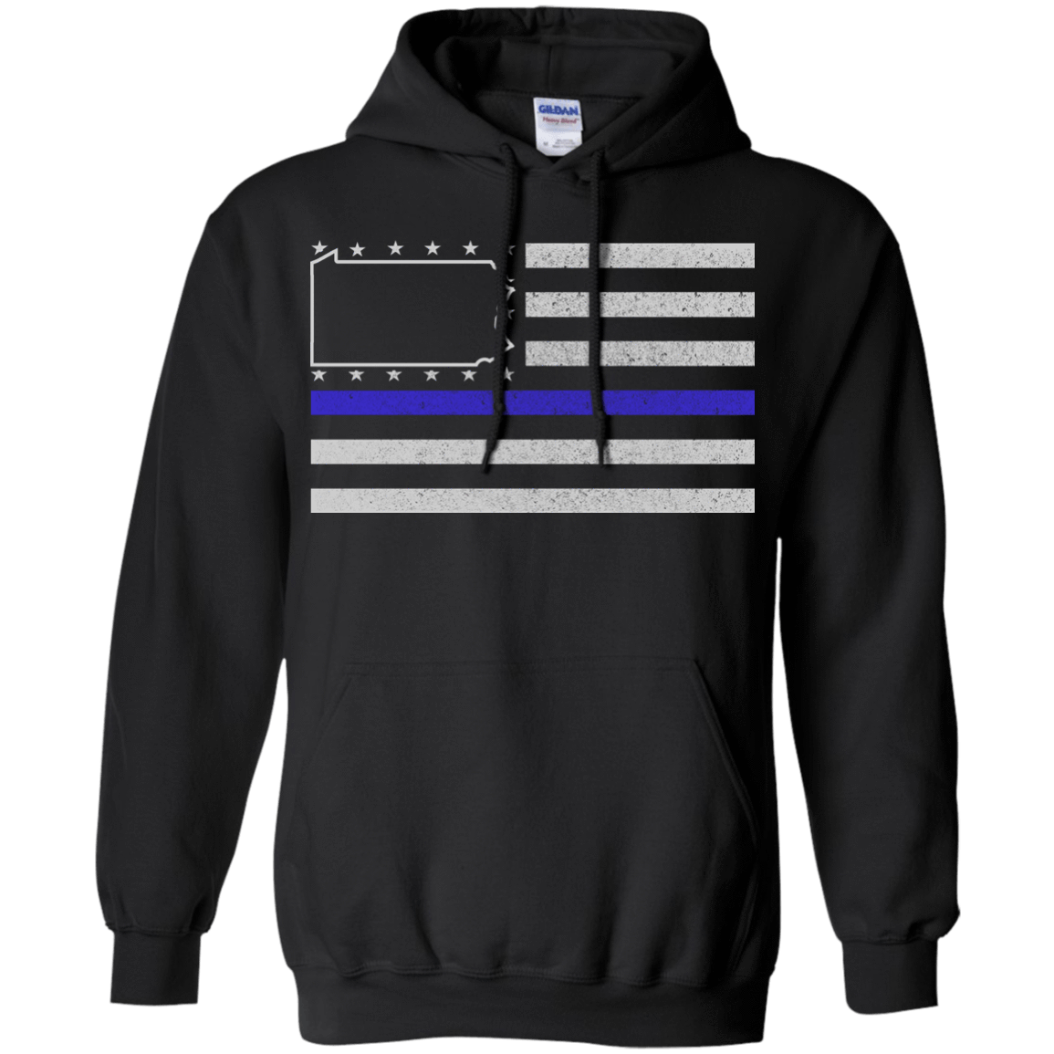 Pennsylvania Thin Blue Line Police State-T-Shirt & Hoodie-Pullover Hoodie-Black