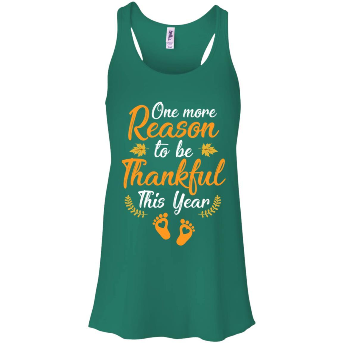 Thanksgiving Pregnancy Announcement Thankful This Year-T-Shirt & Tank Top-Women's Flowy Racerback Tank-Kelly Green
