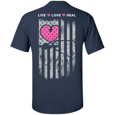 Nurse Heart Flag American Live Love Heal-T-Shirt & Hoodie-Classic T-Shirt-Navy
