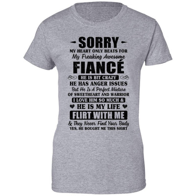Sorry My Heart Only Beats For My Freaking Awesome Fiancé-T-Shirt & Hoodie-Women's T-Shirt-Sport Grey