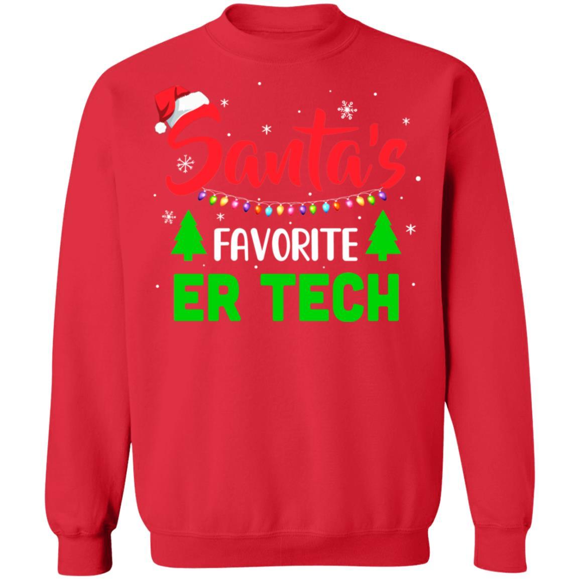 Santa's Favorite Er Tech Funny Christmas Xmas Gifts-T-Shirt & Sweatshirt-Crewneck Sweatshirt-Red