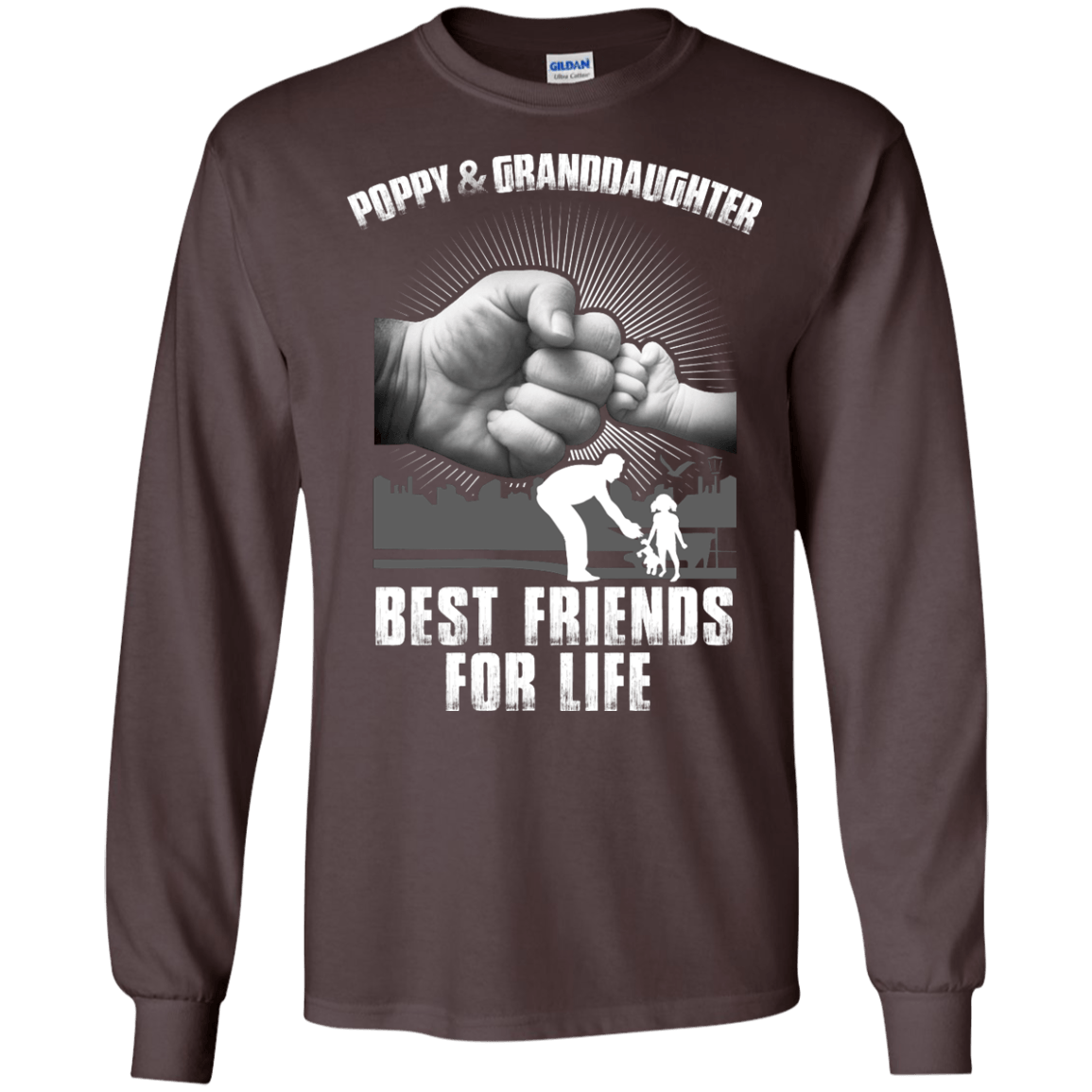 Poppy And Granddaughter best Friends For Life-T-Shirt & Hoodie-Long Sleeve T-Shirt-Dark Chocolate