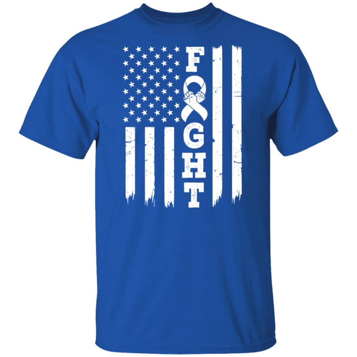 Lung Cancer Awareness American Flag Distressed-T-Shirt & Hoodie-Classic T-Shirt-Royal