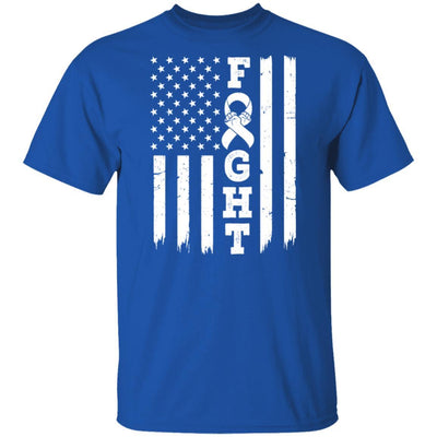 Lung Cancer Awareness American Flag Distressed-T-Shirt & Hoodie-Classic T-Shirt-Royal