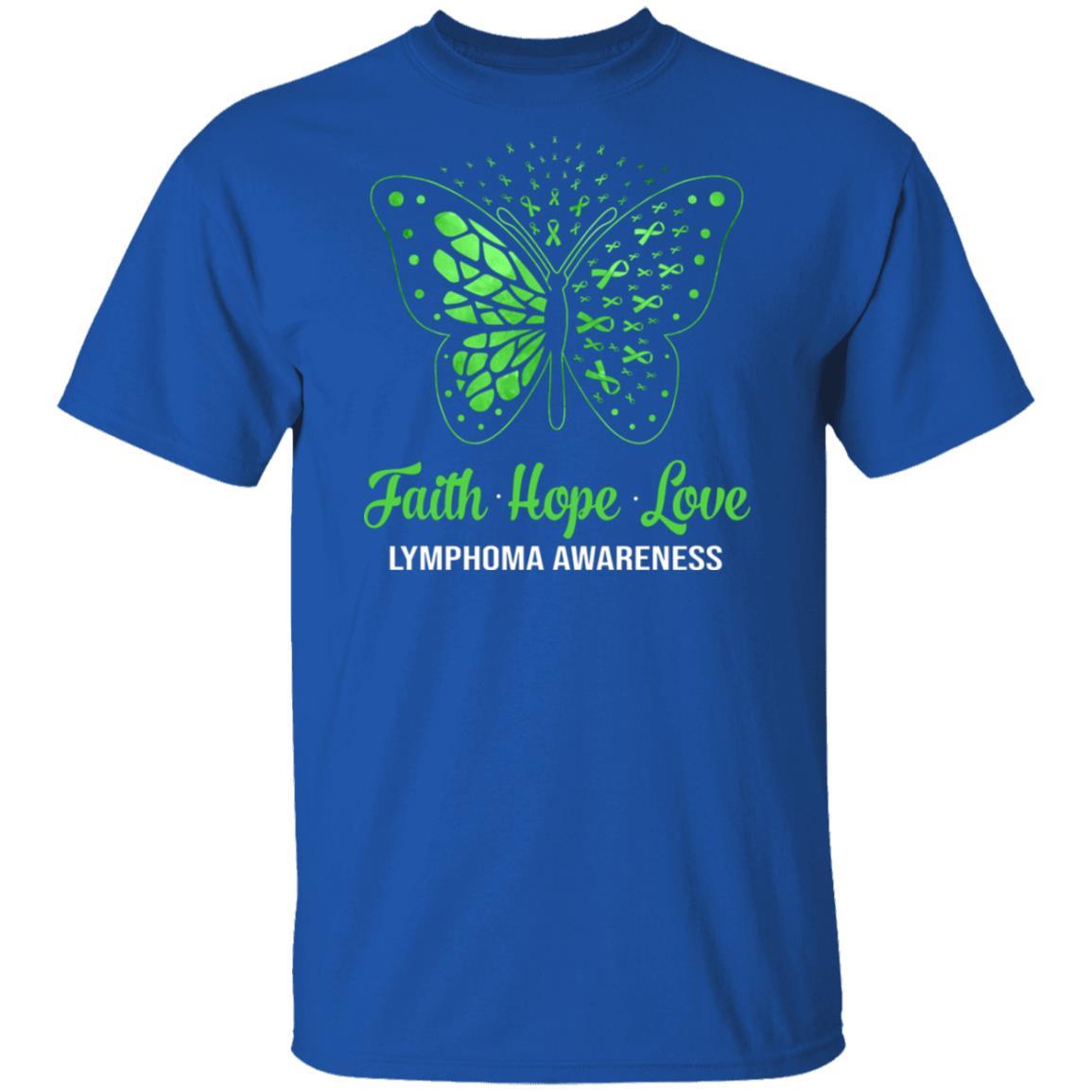 Faith Hope Love Green Butterfly Lymphoma Awareness-T-Shirt & Hoodie-Classic T-Shirt-Royal