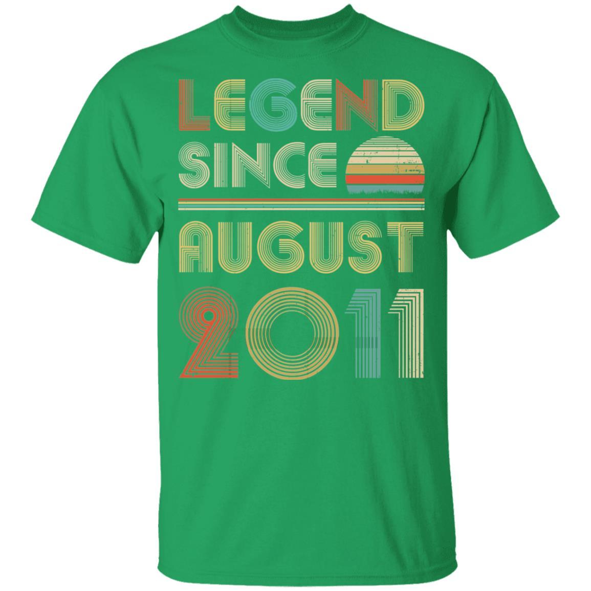 Legend Since August 2011 Vintage 10th Birthday Gifts Youth-Youth Shirt-Youth T-Shirt-Irish Green
