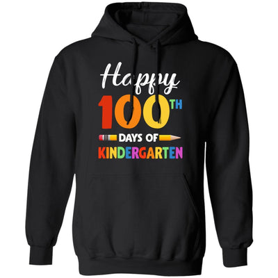 Happy 100Th Day Of Kindergarten Teacher Or Student Gift-T-Shirt & Hoodie-Pullover Hoodie-Black