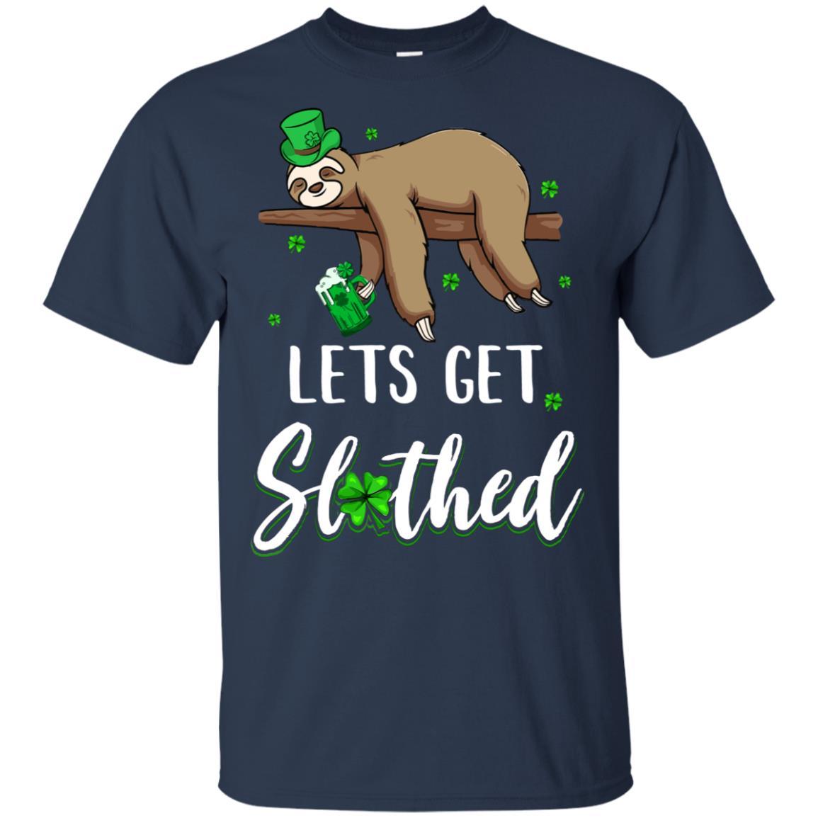 Funny Let's Get Slothed Irish Sloth St Patricks Day-T-Shirt & Hoodie-Classic T-Shirt-Navy