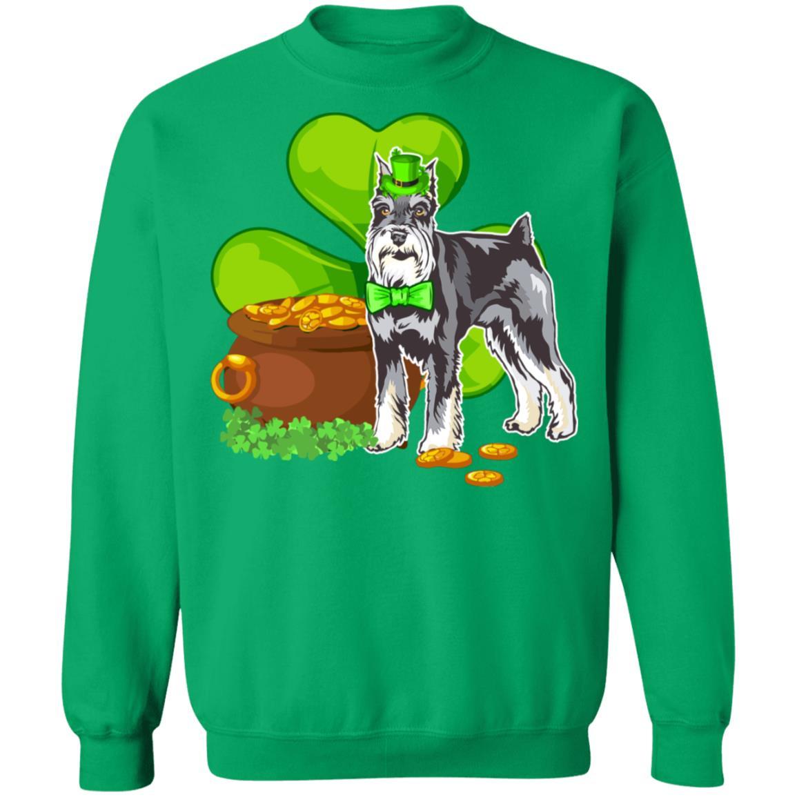 Schnauzer St Patrick's Day Irish Dog Lover Funny Gifts-T-Shirt & Hoodie-Crewneck Sweatshirt-Irish Green