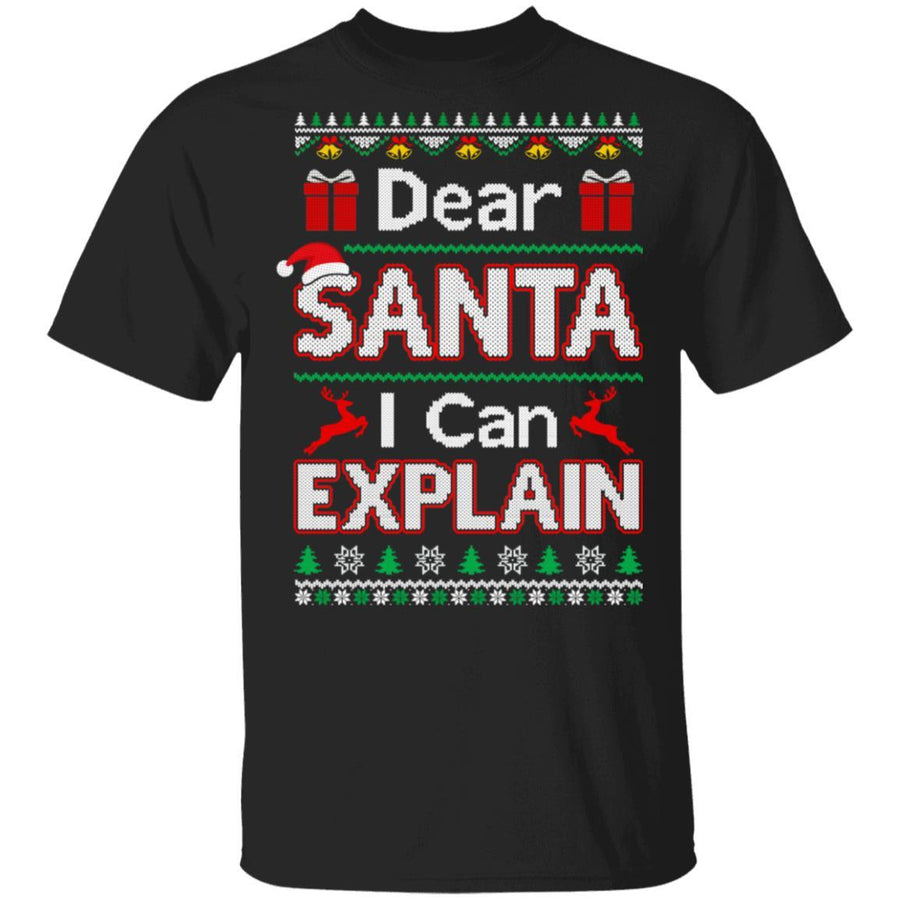 Dear Santa I Can Explain Funny Ugly Sweater Christmas-T-Shirt & Sweatshirt-Classic T-Shirt-Black