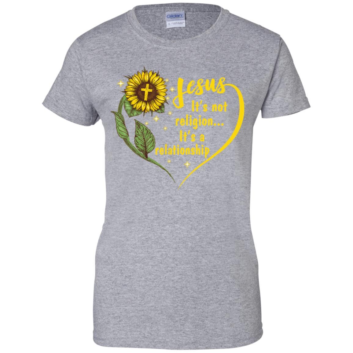 Sunflower Jesus It's Not A Religion It's A Relationship-T-Shirt & Hoodie-Women's T-Shirt-Sport Grey