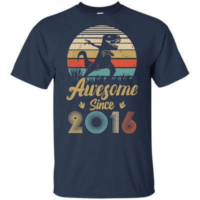 Awesome Since 2016 5th Years Old Dinosaur Birthday Gift Youth-Youth Shirt-Youth T-Shirt-Navy