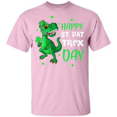 Happy St. Pat Trex Day Dinosaur St. Patrick's Day Youth-Youth Shirt-Youth T-Shirt-Light Pink
