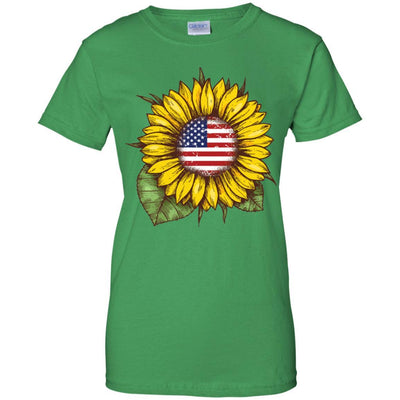 Hippie Sunflower American Flag 4th Of July-T-Shirt & Hoodie-Women's T-Shirt-Irish Green