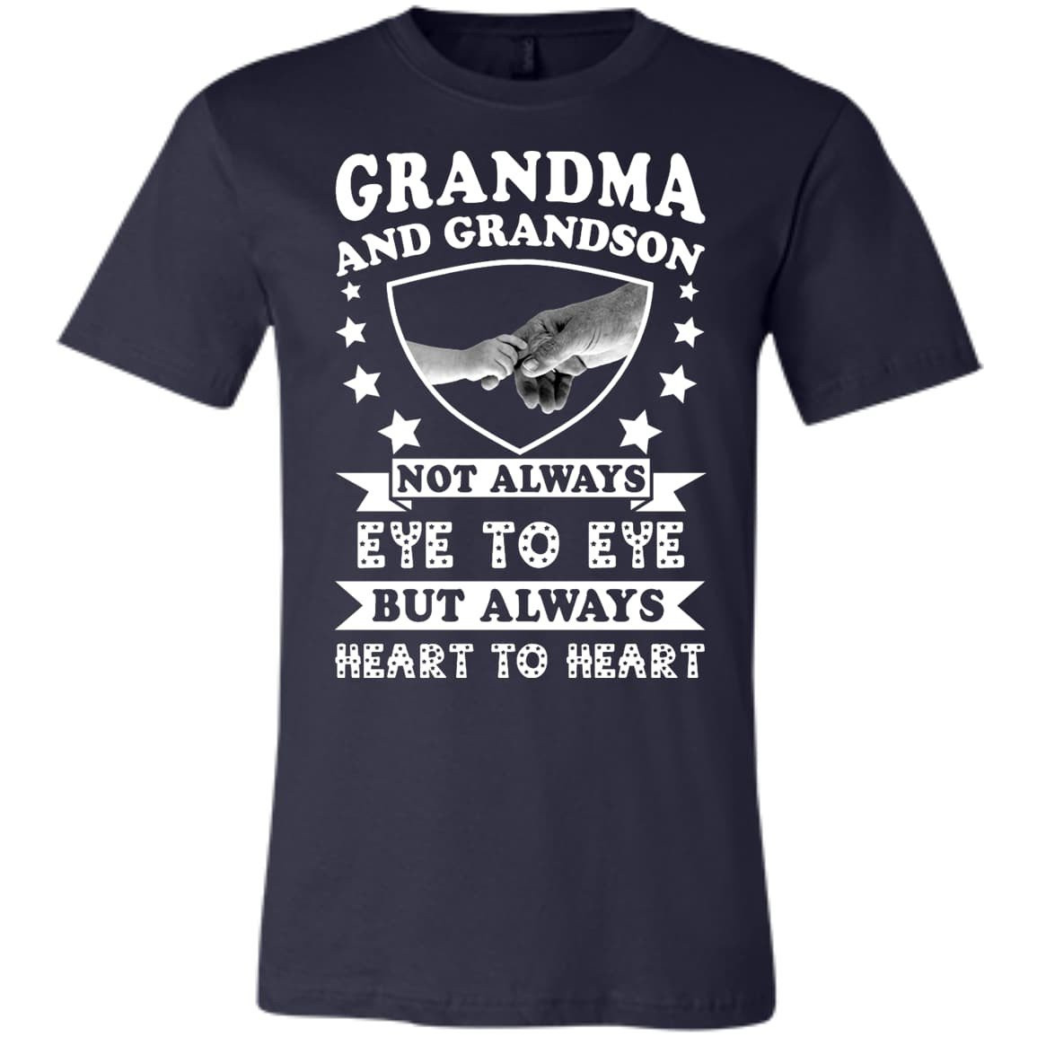 Grandma And Grandson Not Always Eye To Eye-T-Shirt & Hoodie-Youth Bella+Canvas Jersey Short Sleeve T-Shirt-Navy