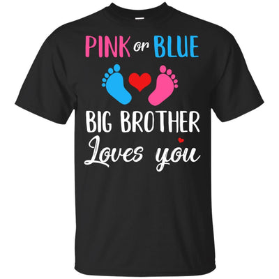Pink Or Blue Big Brother Loves You Funny Gender Reveal Party Gift Youth-Youth Shirt-Youth T-Shirt-Black
