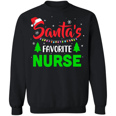 Santa's Favorite Nurse Funny Christmas Xmas Gifts-T-Shirt & Sweatshirt-Crewneck Sweatshirt-Black