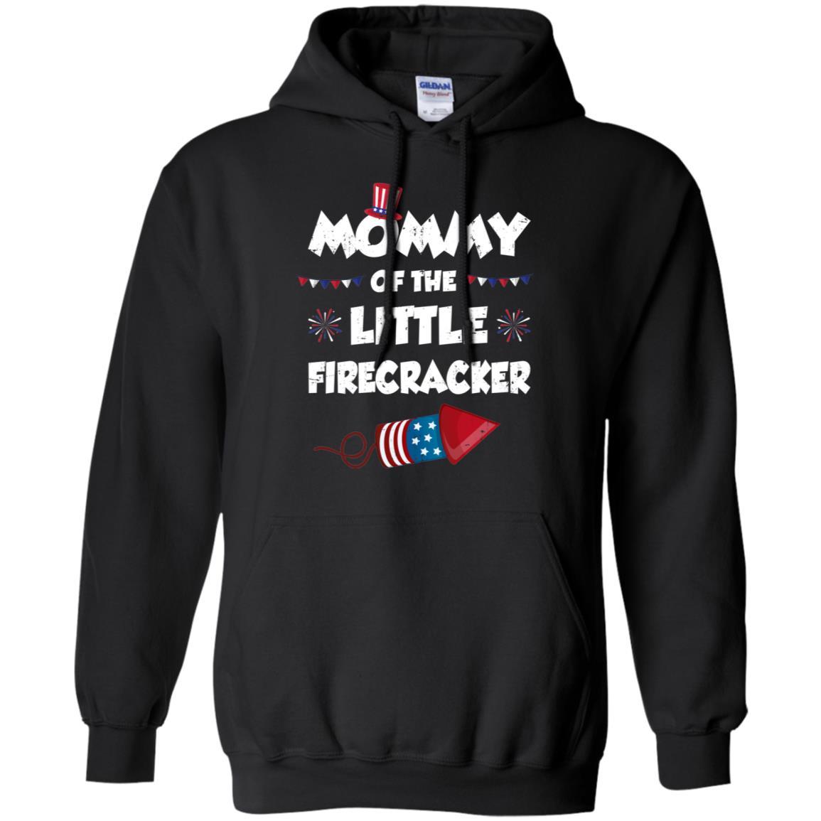 4th Of July Birthday Mommy Of The Little Firecracker-T-Shirt & Hoodie-Pullover Hoodie-Black