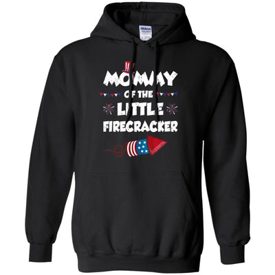 4th Of July Birthday Mommy Of The Little Firecracker-T-Shirt & Hoodie-Pullover Hoodie-Black