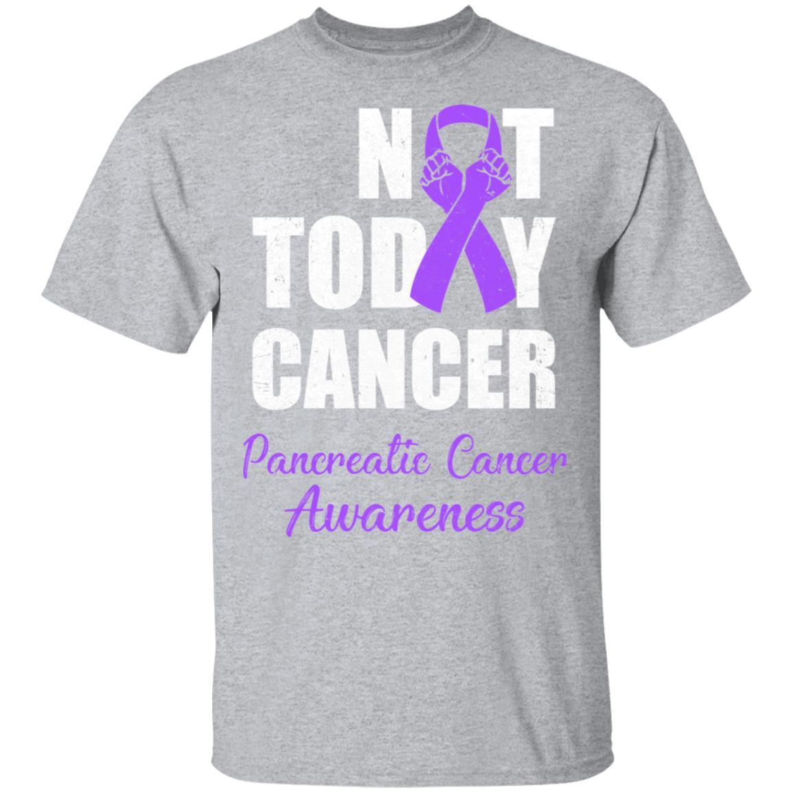Support Pancreatic Cancer Awareness Purple Ribbon Not Today-T-Shirt & Hoodie-Classic T-Shirt-Sport Grey