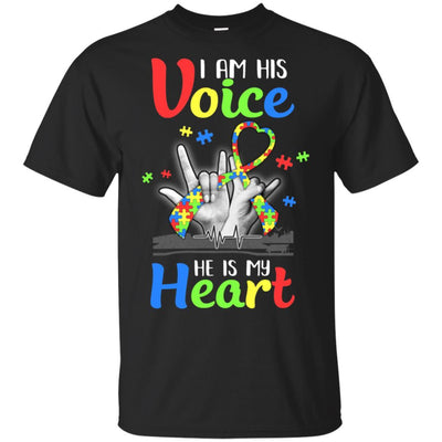 I'm His Voice He Is My Heart Autism Awareness-T-Shirt & Hoodie-Classic T-Shirt-Black