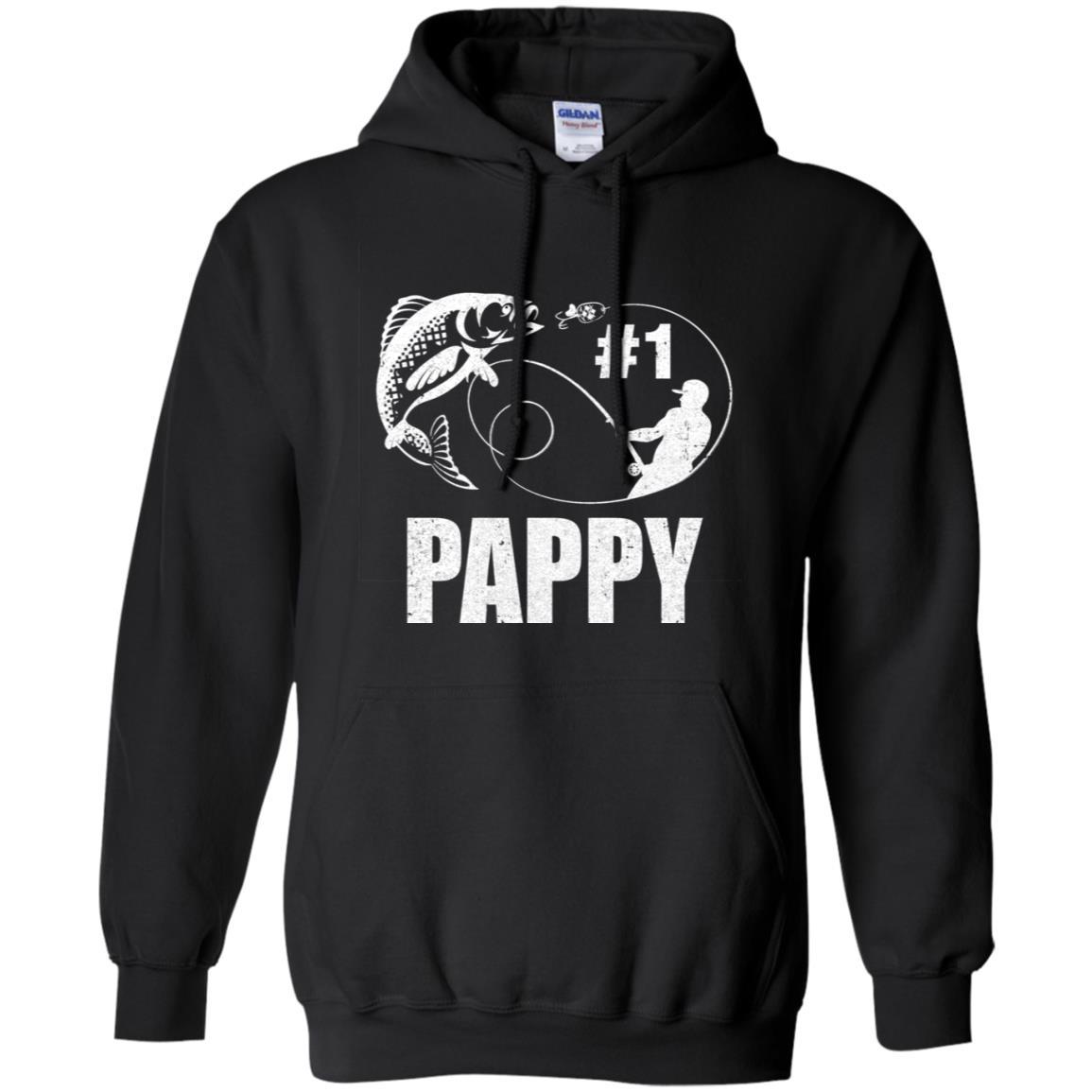#1 Pappy Fishing Fisherman Best Fathers Day Gift-T-Shirt & Hoodie-Pullover Hoodie-Black