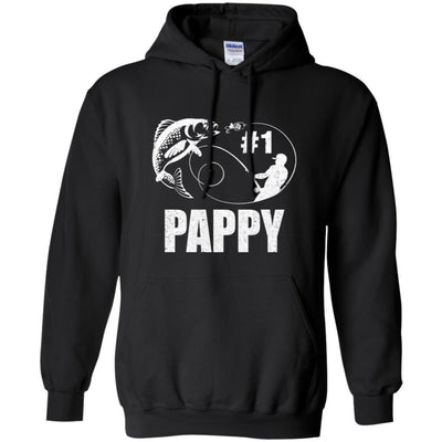 #1 Pappy Fishing Fisherman Best Fathers Day Gift-T-Shirt & Hoodie-Pullover Hoodie-Black