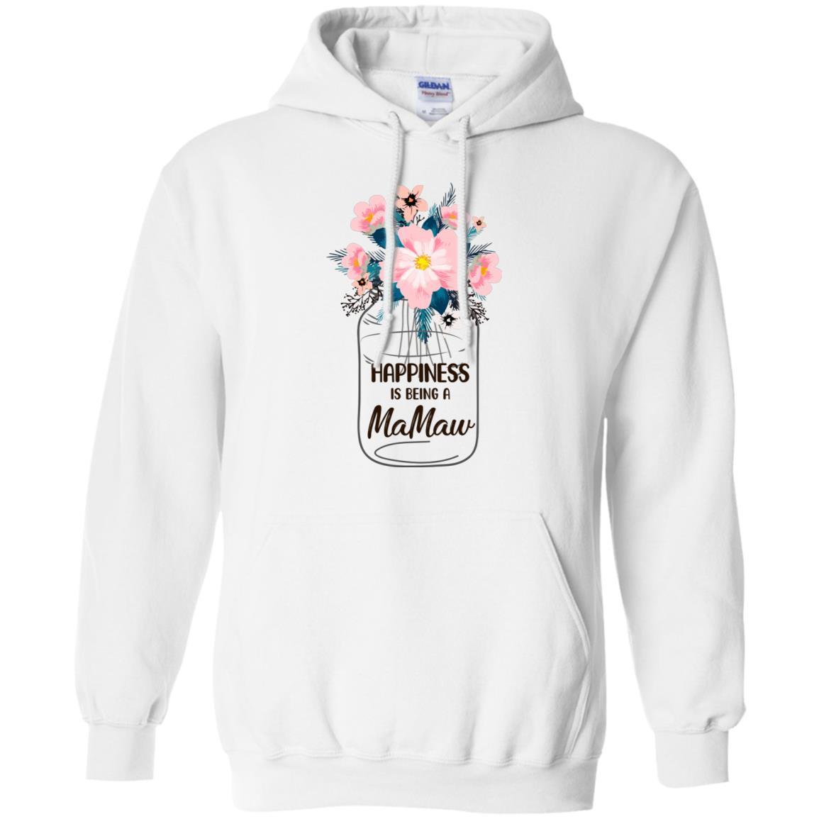 Happiness Is Being MaMaw Life Flower MaMaw Gifts-T-Shirt & Hoodie-Pullover Hoodie-White