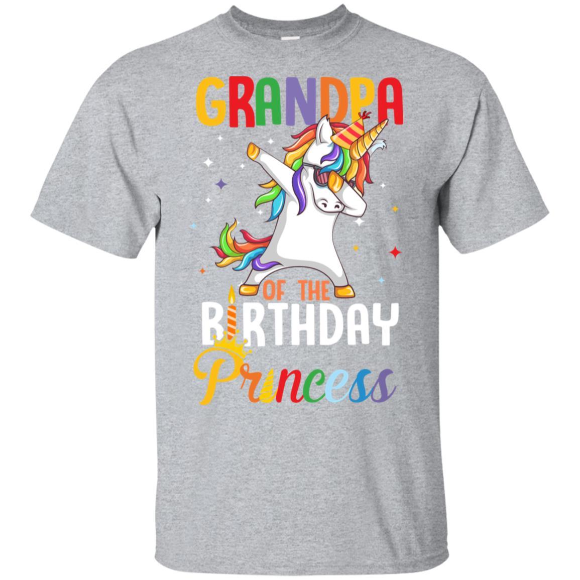 Grandpa Of The Birthday Girl Dabbing Unicorn Party-T-Shirt & Hoodie-Classic T-Shirt-Sport Grey
