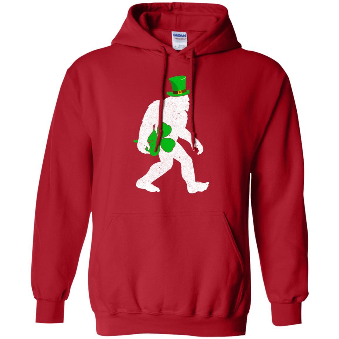 Shamrock Irish Bigfoot St Patrick's Day-T-Shirt & Hoodie-Pullover Hoodie-Red