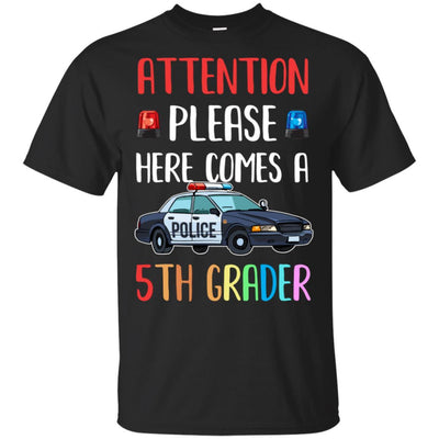 Kids First Day Of School 2021 5th Grade Police Attention Please Youth-T-Shirt & Hoodie-Youth T-Shirt-Black