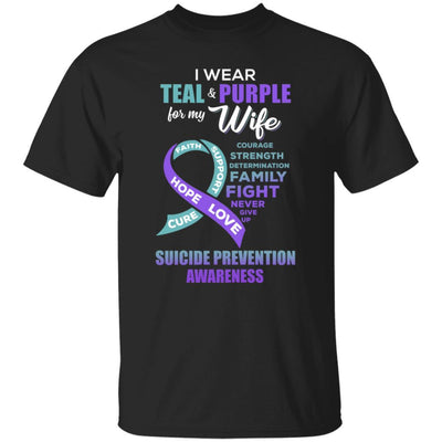Suicide Prevention I Wear Teal And Purple For My Wife-T-Shirt & Hoodie-Classic T-Shirt-Black