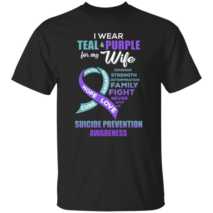 Suicide Prevention I Wear Teal And Purple For My Wife-T-Shirt & Hoodie-Classic T-Shirt-Black