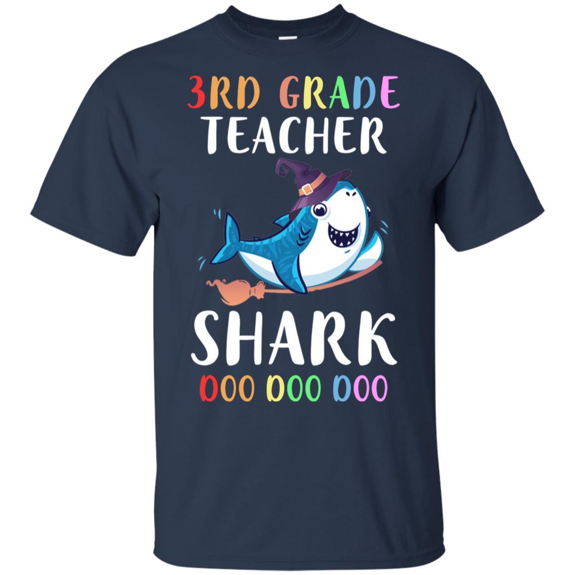 3rd Grade Teacher Shark Doo Doo Doo Halloween-T-Shirt & Hoodie-Classic T-Shirt-Navy