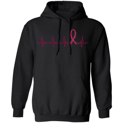 Multiple Myeloma Awareness Burgundy Ribbon Heartbeat-T-Shirt & Hoodie-Pullover Hoodie-Black