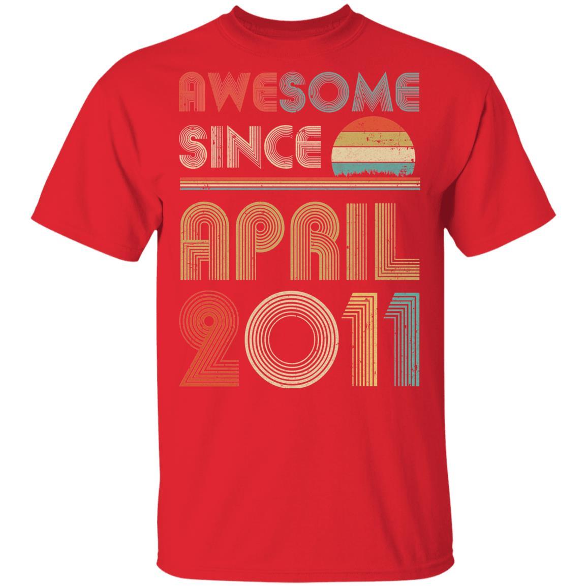 Awesome Since April 2011 Vintage 10th Birthday Gifts Youth-Youth Shirt-Youth T-Shirt-Red