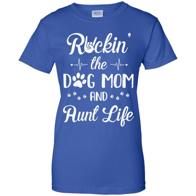 Rockin The Dog Mom Aunt Life Dog Lovers Mothers Day-T-Shirt & Tank Top-Women's T-Shirt-Royal