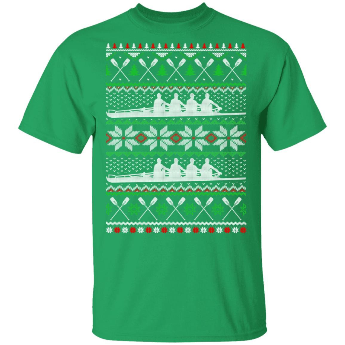 Rowing Ugly Christmas Happy Holiday Boating Crew Xmas Gift-T-Shirt & Sweatshirt-Classic T-Shirt-Irish Green