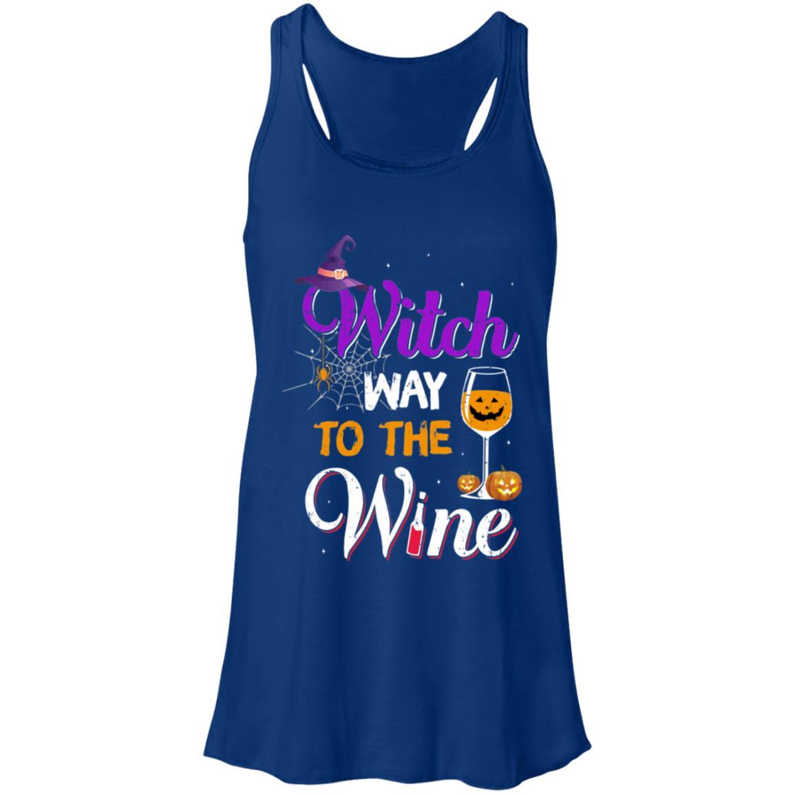 Witch Way To The Wine Funny Wine Halloween Gifts-T-Shirt & Tank Top-Women's Flowy Racerback Tank-True Royal