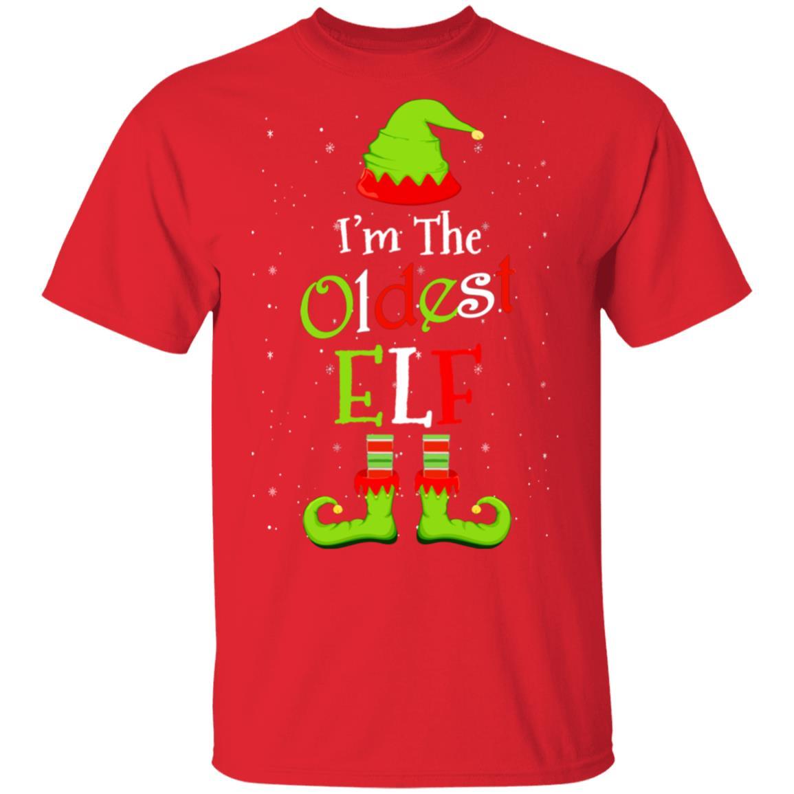 I'm The Oldest Elf Family Matching Funny Christmas Group Gift-T-Shirt & Sweatshirt-Classic T-Shirt-Red