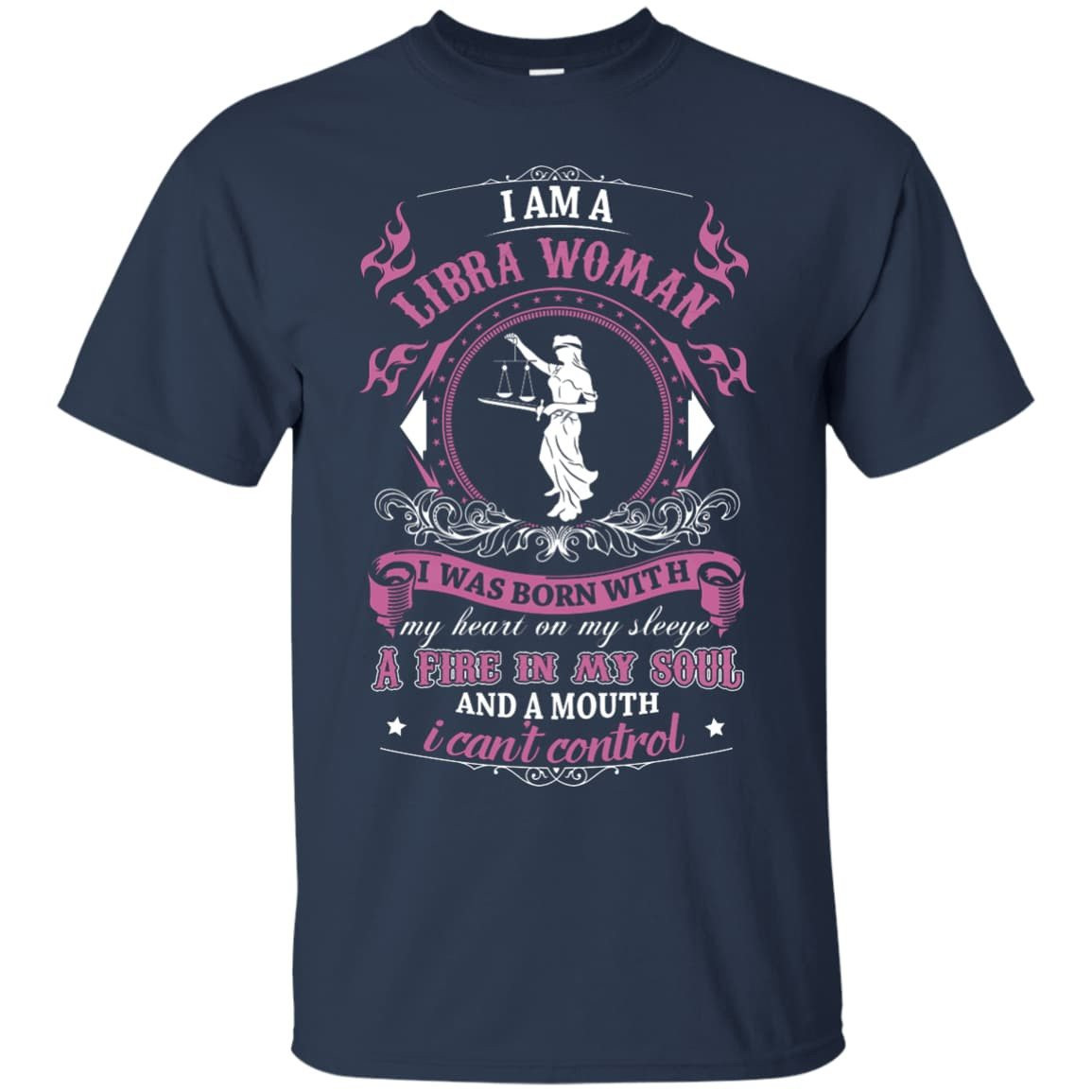 I Am A Libra Woman I Was Born With-T-Shirt & Hoodie-Classic T-Shirt-Navy