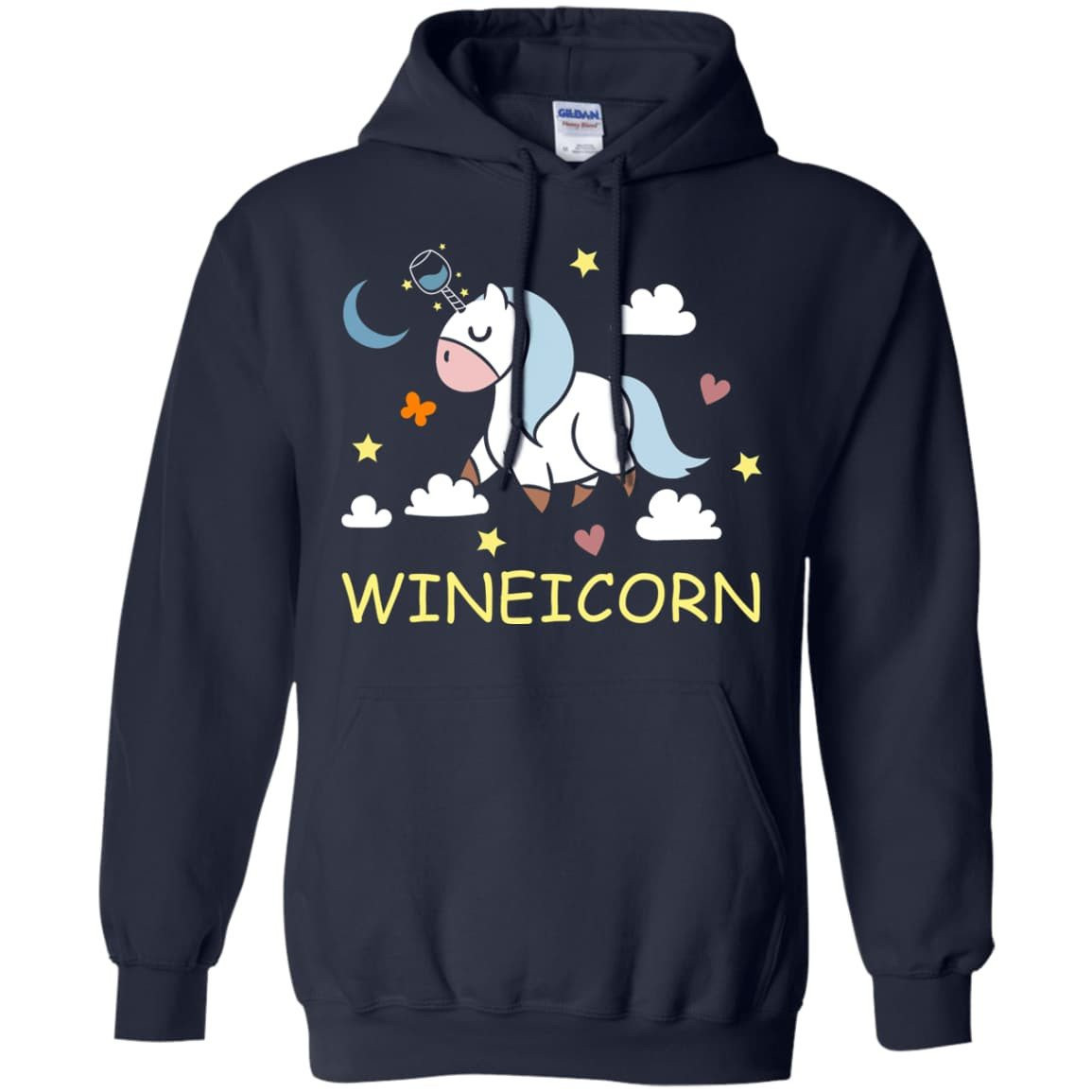 Funny Wine Unicorn Wineicorn-T-Shirt & Hoodie-Pullover Hoodie-Navy