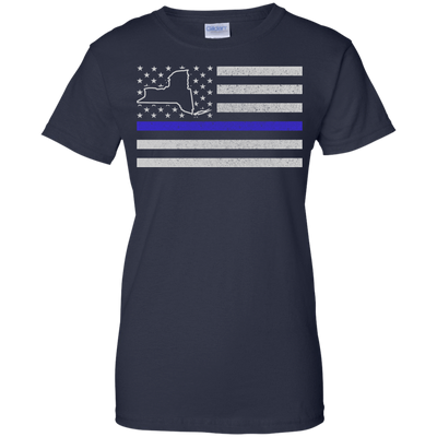 New York Thin Blue Line Police State-T-Shirt & Hoodie-Women's T-Shirt-Navy