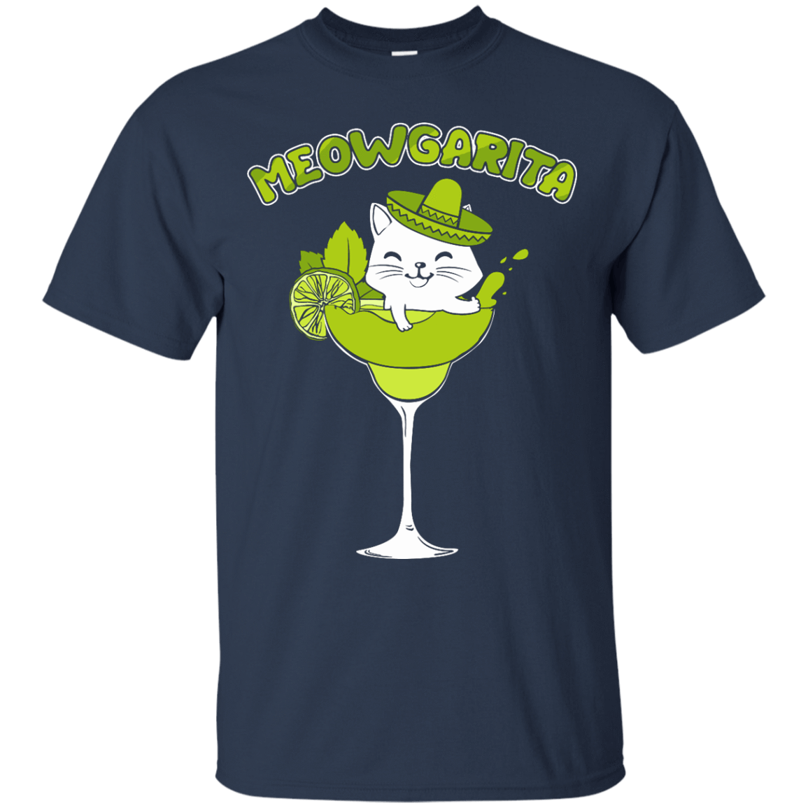 Meowgarita Margarita Cat Lover T Shirt-T-Shirt & Hoodie-Classic T-Shirt-Navy