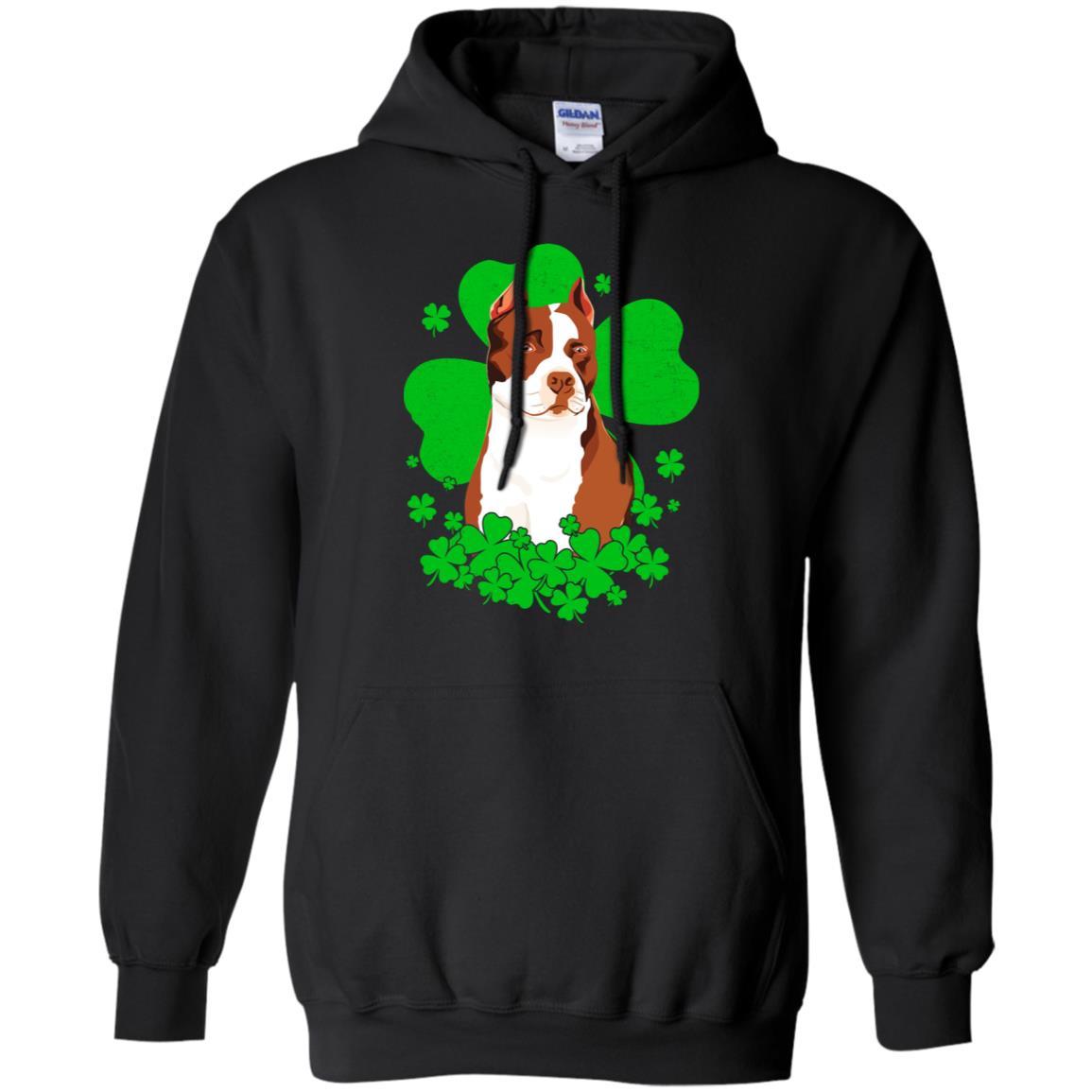 Pitbull St. Patrick's Day Clovers-T-Shirt & Hoodie-Pullover Hoodie-Black
