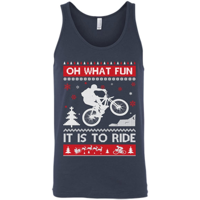 Bicycle Sweater Christmas Oh What Fun It Is To Ride-T-Shirt & Hoodie-Unisex Tank-Navy