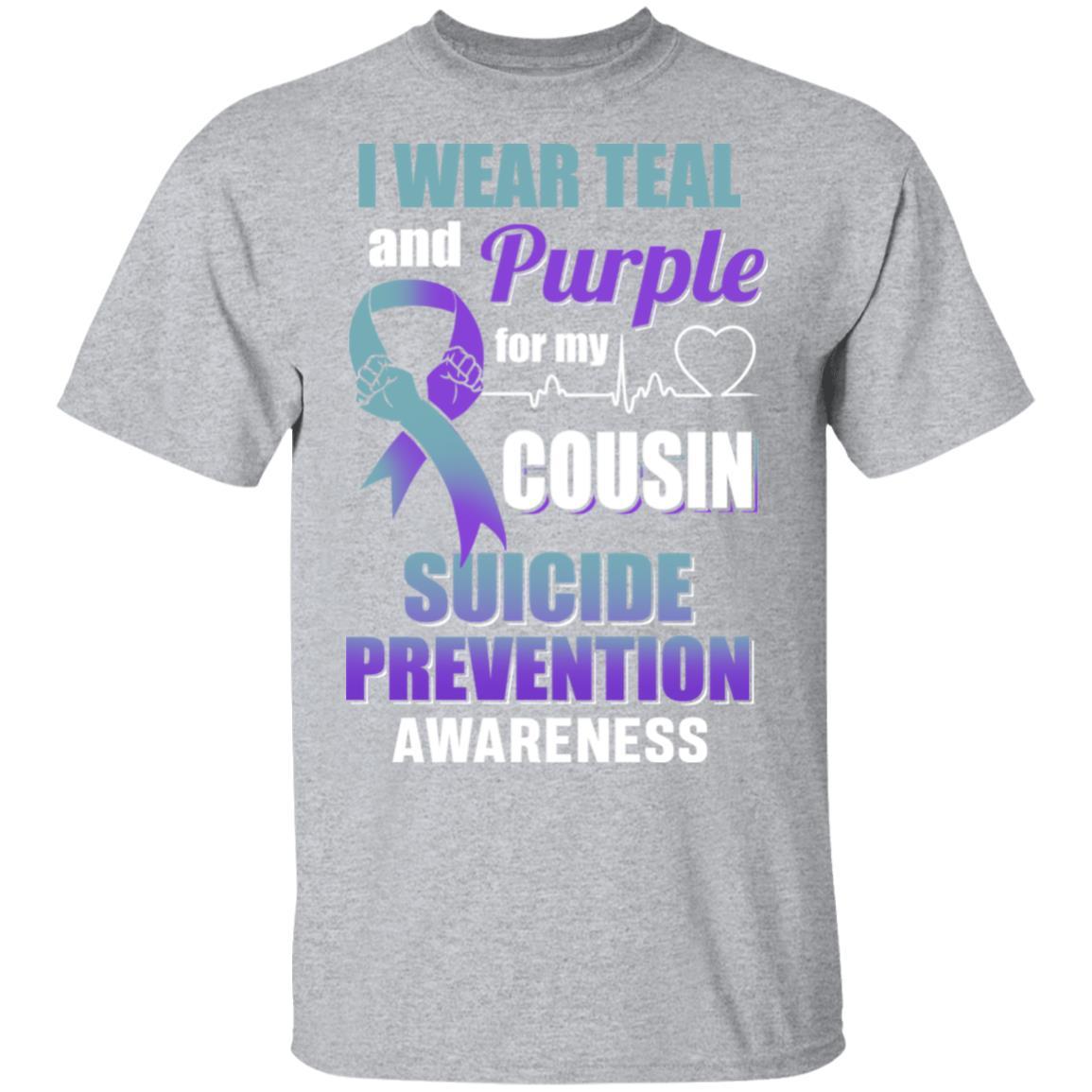 I Wear Teal And Purple For My Cousin Suicide Prevention-T-Shirt & Hoodie-Classic T-Shirt-Sport Grey