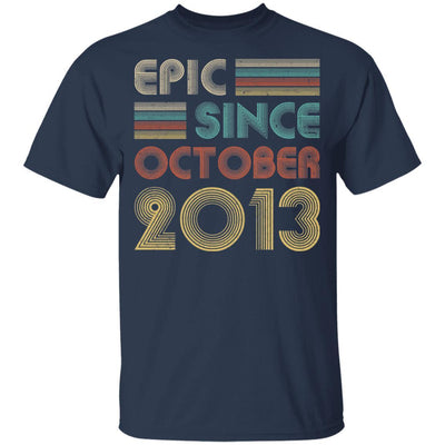 Epic Since October 2013 Vintage 8th Birthday Gifts Youth-Youth Shirt-Youth T-Shirt-Navy