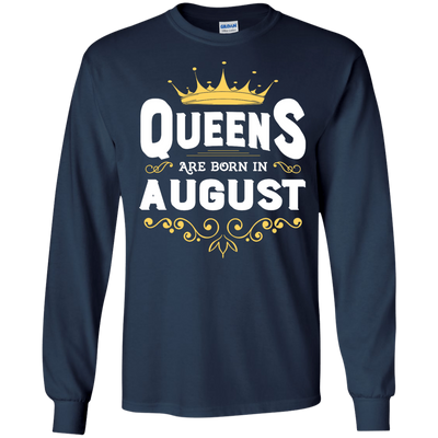 Queens Are Born In August-T-Shirt & Hoodie-Long Sleeve T-Shirt-Navy