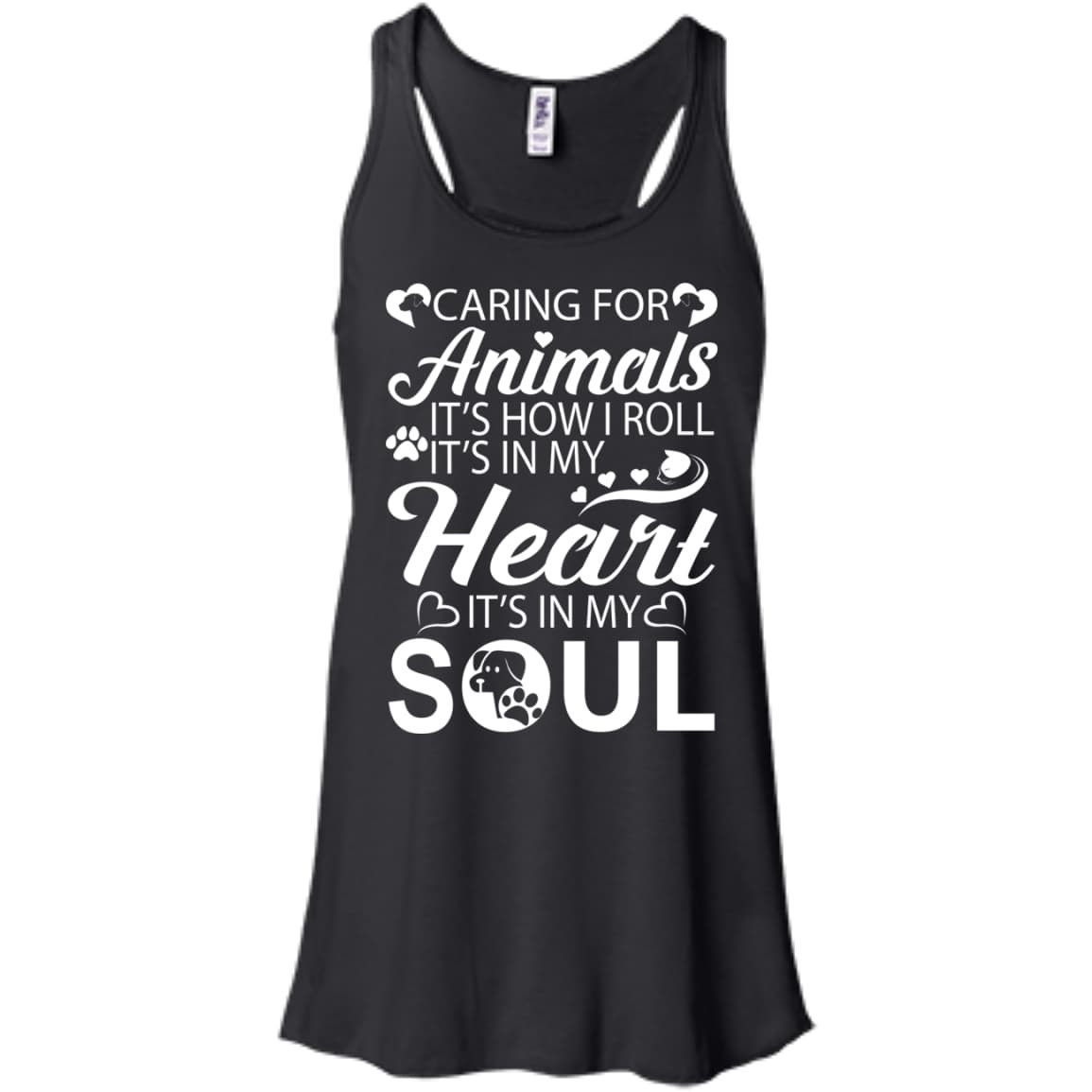 Caring For Animals Light-T-Shirt & Hoodie-Women's Flowy Racerback Tank-Black